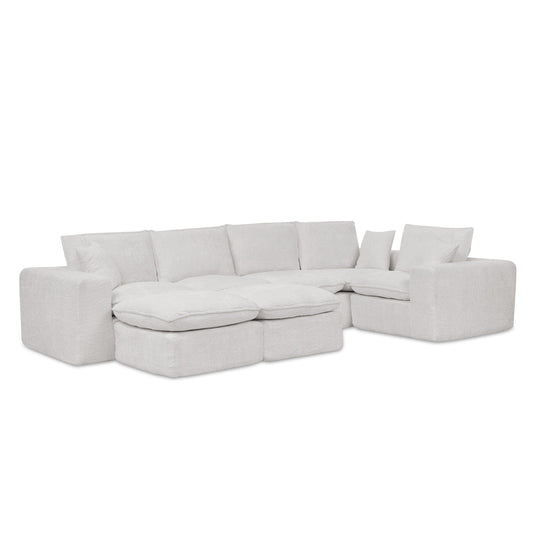 Sectional sofa with moveable ottoman in light gray fabric, HouseOfZazla 3-piece set on Tampa Home & Garden Store