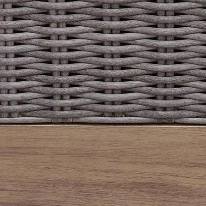 Harmony Headlands sofa with cushion, gray woven rattan panel over natural wood base on Tampa Home & Garden Store