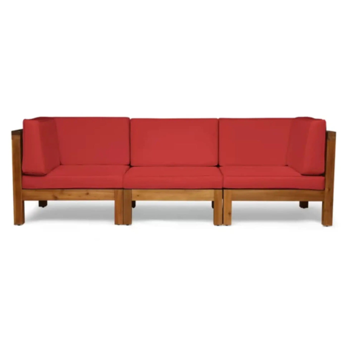 Oana 3-piece sofa set in red with water resistant cushions and wooden frame HouseOfZazla on Tampa Home & Garden Store