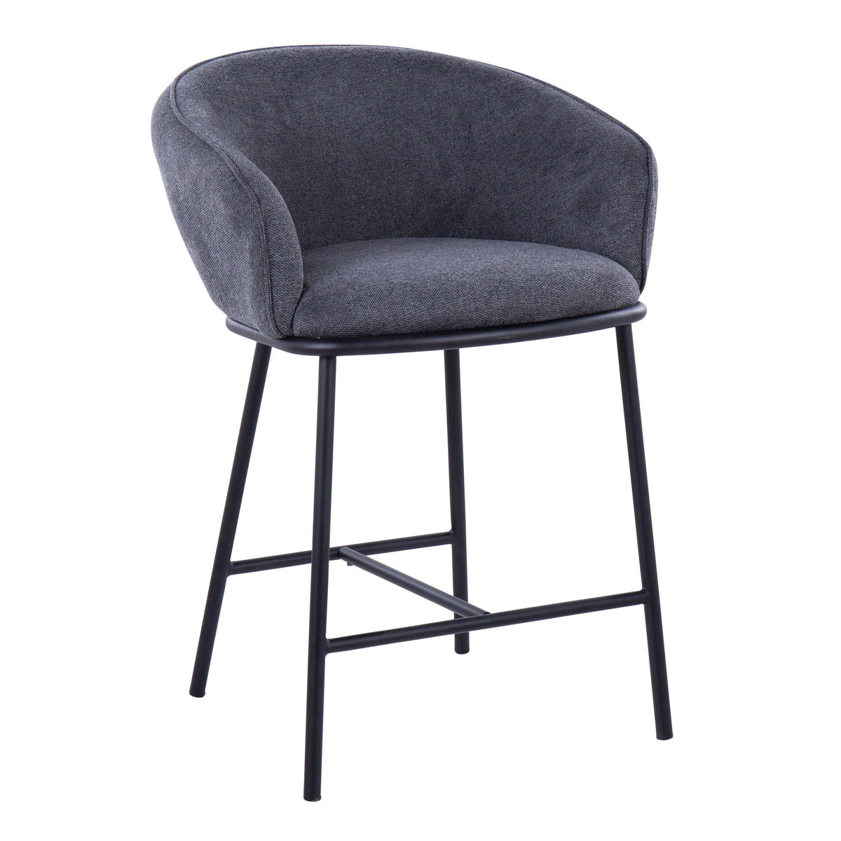 Ashland Contemporary Counter Stool pair in blue-gray fabric upholstery with black legs on Tampa Home & Garden Store
