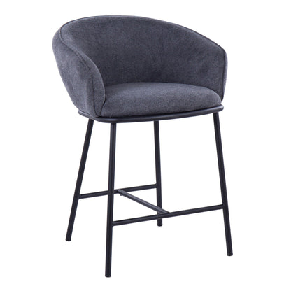 Ashland Contemporary Counter Stool pair in blue-gray fabric upholstery with black legs on Tampa Home & Garden Store