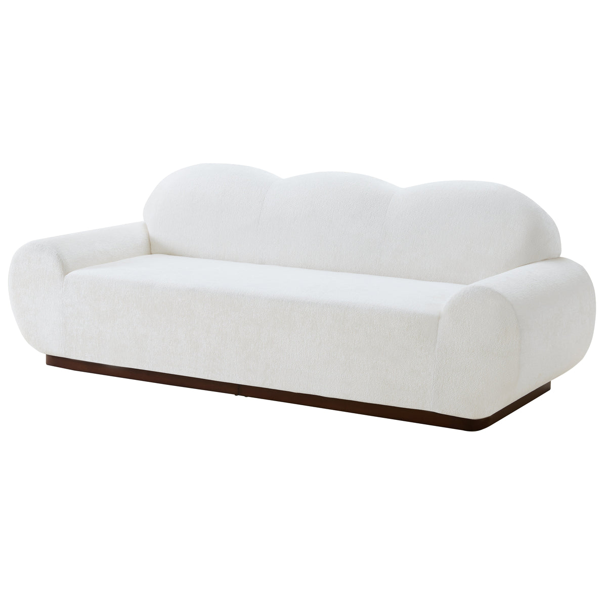 The Cloud Curved 3 Seater Chenille Sofa In Snow