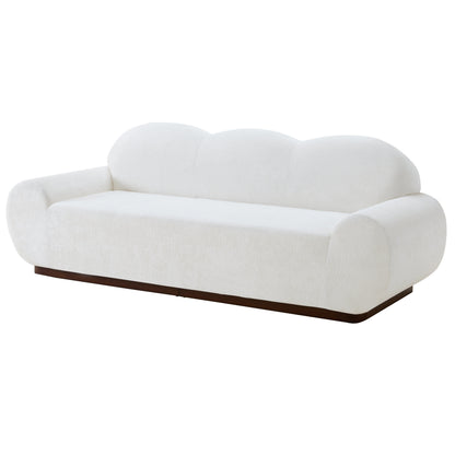 The Cloud Curved 3 Seater Chenille Sofa In Snow