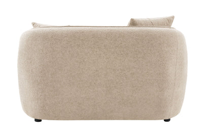 Keith Stationary Loveseat with beige chenille upholstery and toss pillows on Tampa Home & Garden Store