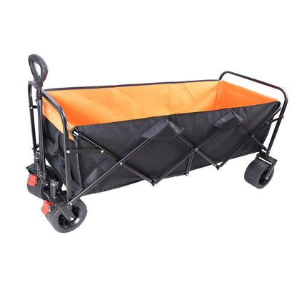 Folding wagon cart with extender, black frame, orange interior, HouseOfZazla on Tampa Home & Garden Store