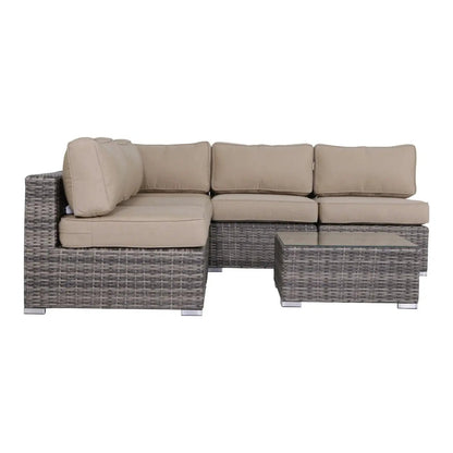 Seating set with cushions, wicker, beige cushions, coffee table, 4-piece on Tampa Home & Garden Store