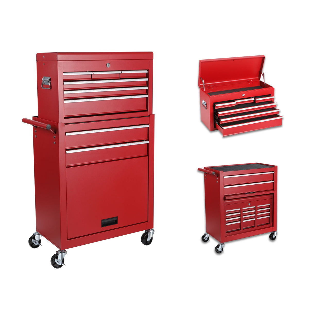 8-drawer red rolling tool chest by HouseOfZazla with detachable top box and lockable wheels on Tampa Home & Garden Store