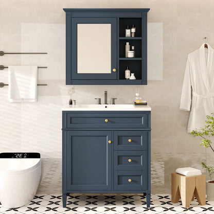 Bathroom Vanity with Top Sink and Mirror Cabinet