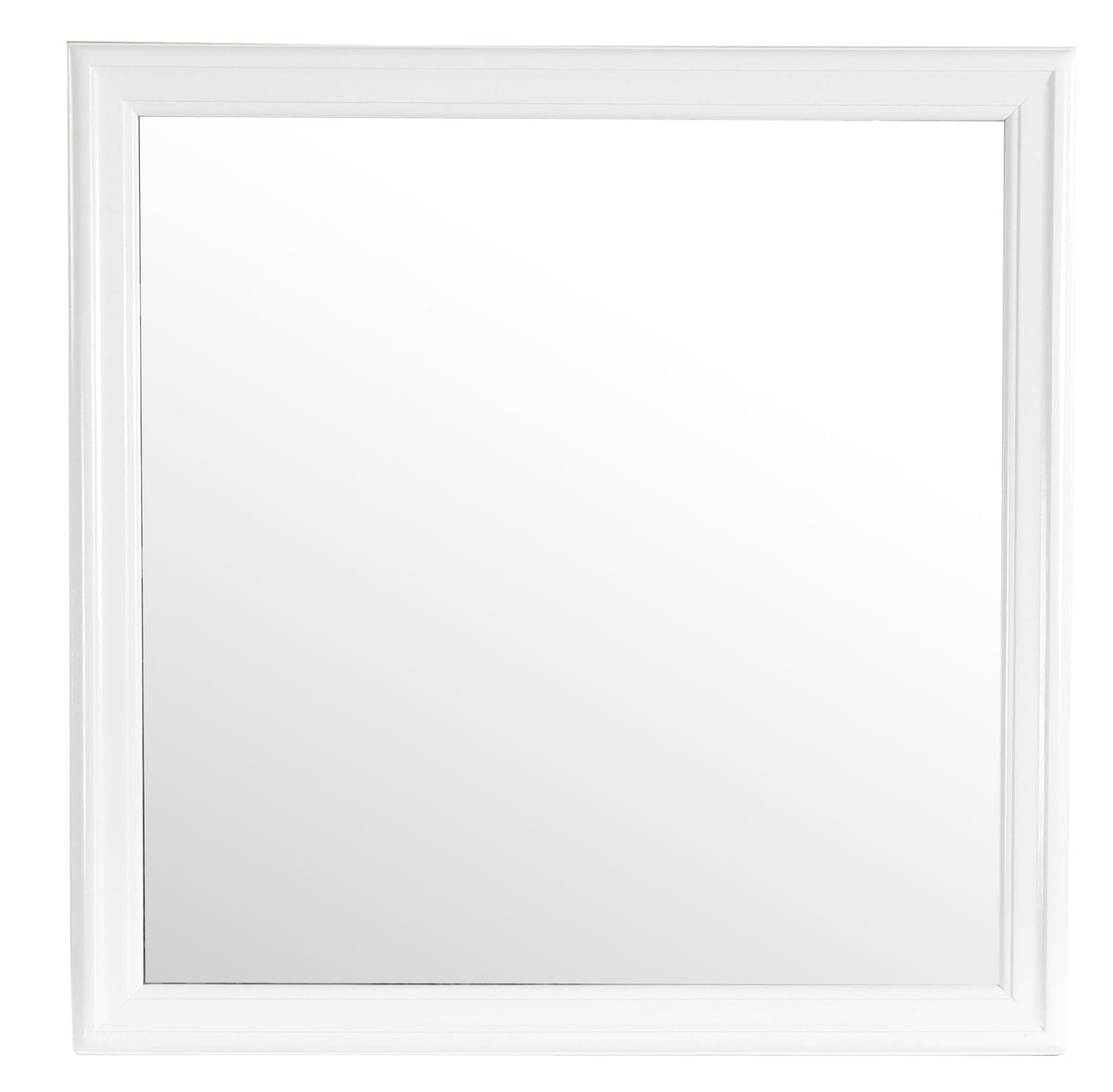 Traditional wall mirror with white wood veneer frame, rectangular design on Tampa Home & Garden Store