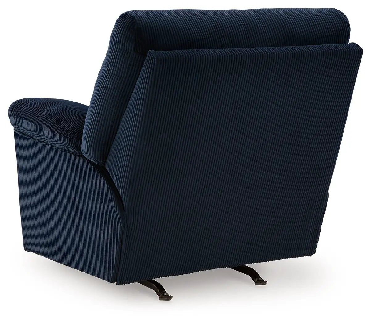 SimpleJoy Rocker Recliner navy corduroy fabric with curved metal base on Tampa Home & Garden Store
