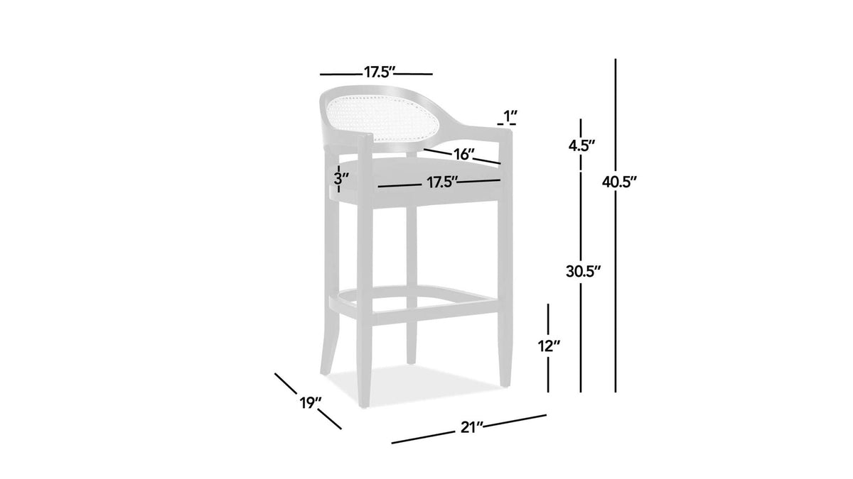 Counter Height Stool HouseOfZazla mid-century cane back with beige seating on Tampa Home & Garden Store