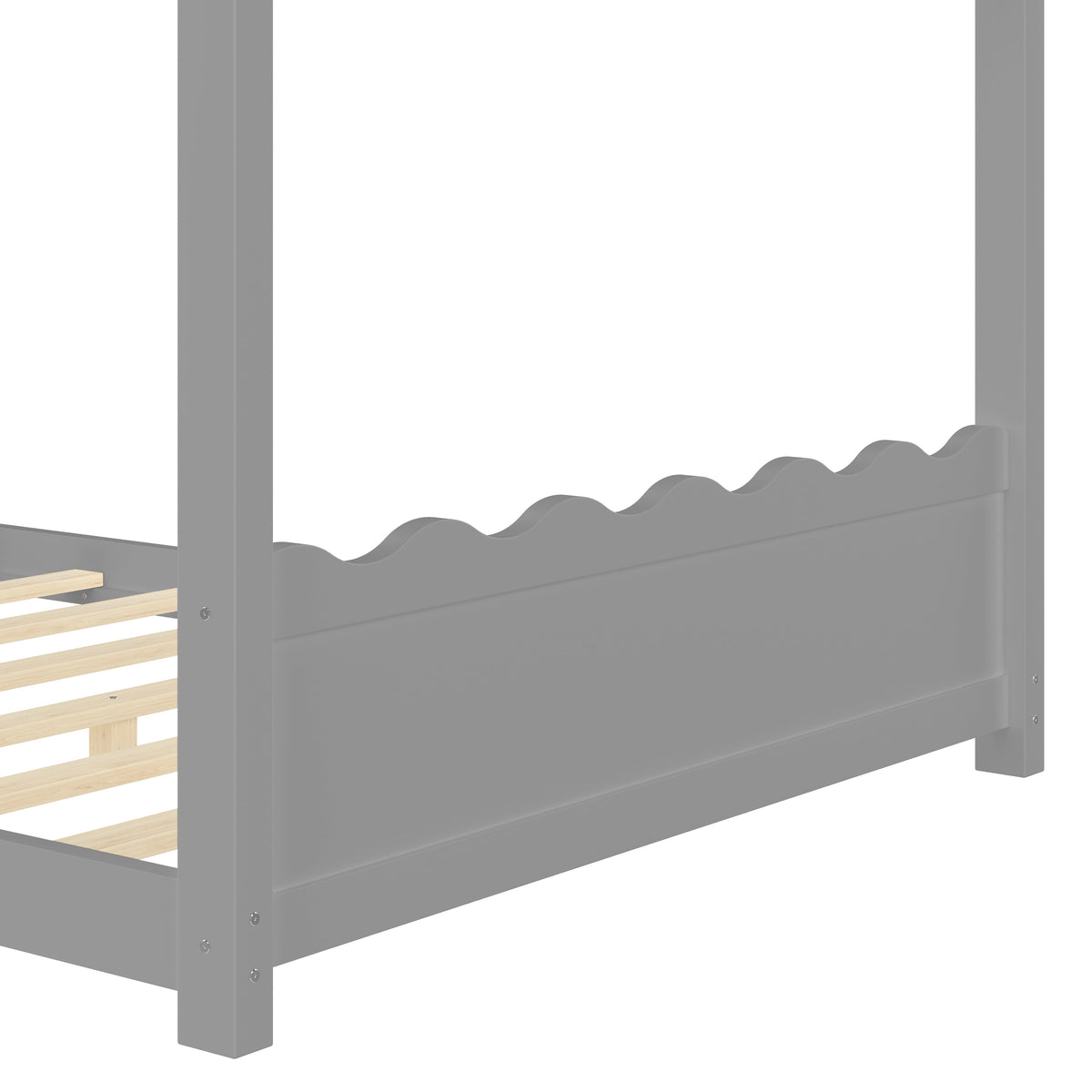 Full House Floor Bed with Support Slats by HouseOfZazla, gray wood frame on Tampa Home & Garden Store