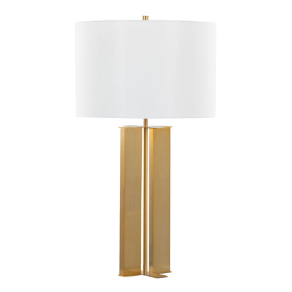 Cosmo Contemporary Table Lamp white shade with gold brass base by HouseOfZazla on Tampa Home & Garden Store