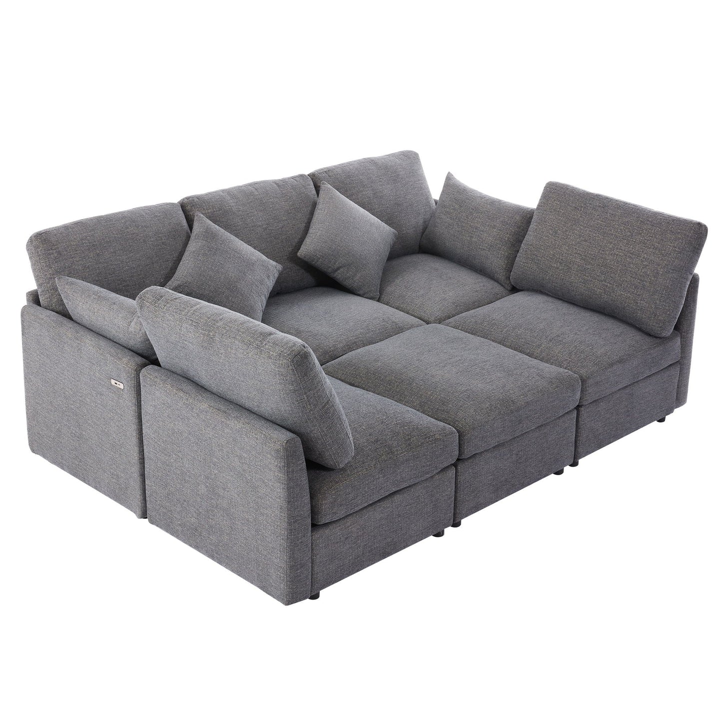 Sectional sofa 2-piece set in grey textured fabric with plush cushions on Tampa Home & Garden Store