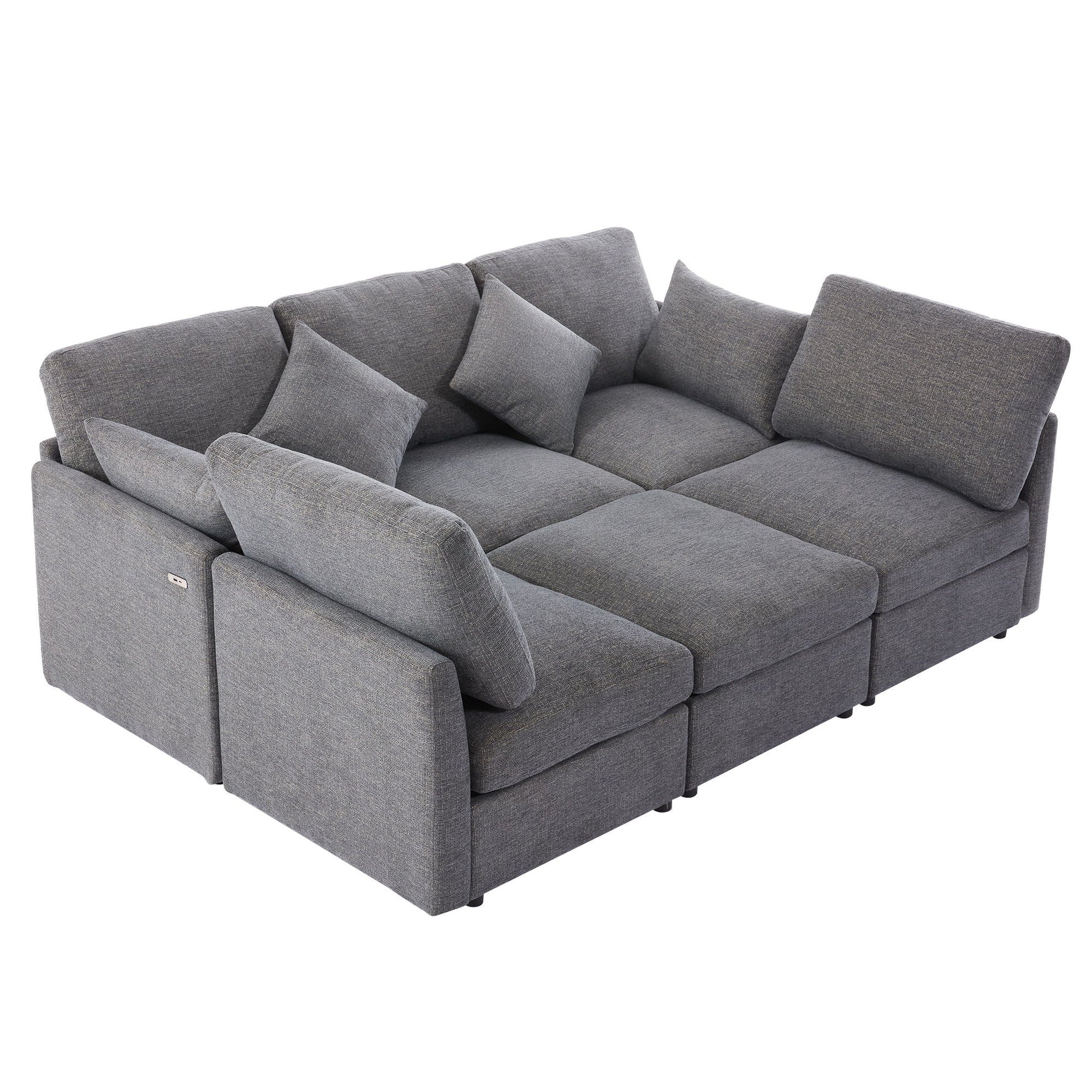 Sectional sofa 2-piece set in grey textured fabric with plush cushions on Tampa Home & Garden Store