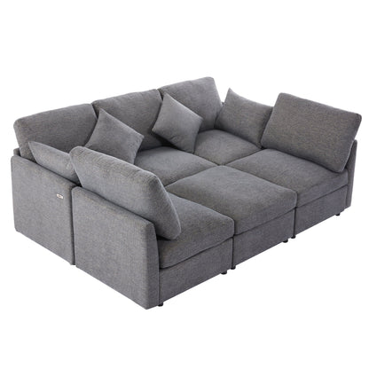 Sectional sofa 2-piece set in grey textured fabric with plush cushions on Tampa Home & Garden Store