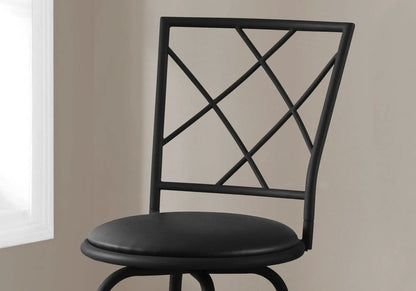 Swivel Bar Height Stool Set, black metal frame with X-back lattice and padded seats (2) on Tampa Home & Garden Store