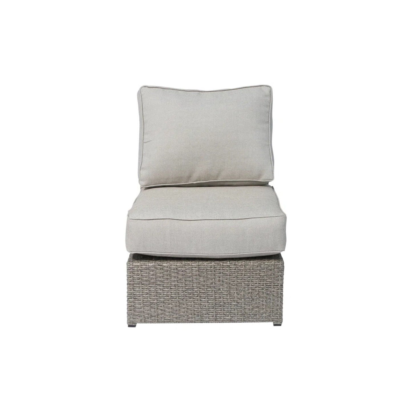 Modern Wicker Outdoor Seating Set With Cushions beige cushions on woven rattan base HouseOfZazla on Tampa Home & Garden Store