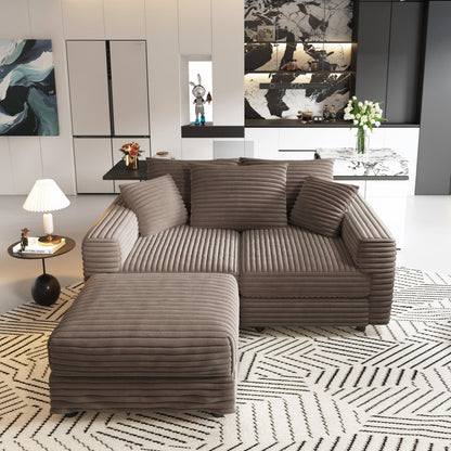 Deep Seat Sofa Bed With Ottoman and Soft Pillows