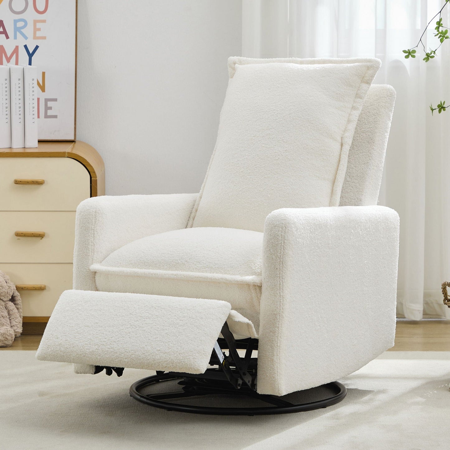 Cozy Swivel Glider Recliner Chair and Leg Rest