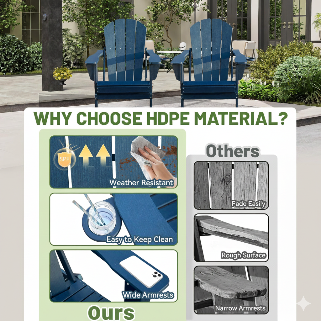 Adirondack Chairs Set of Two Plastic for Patio