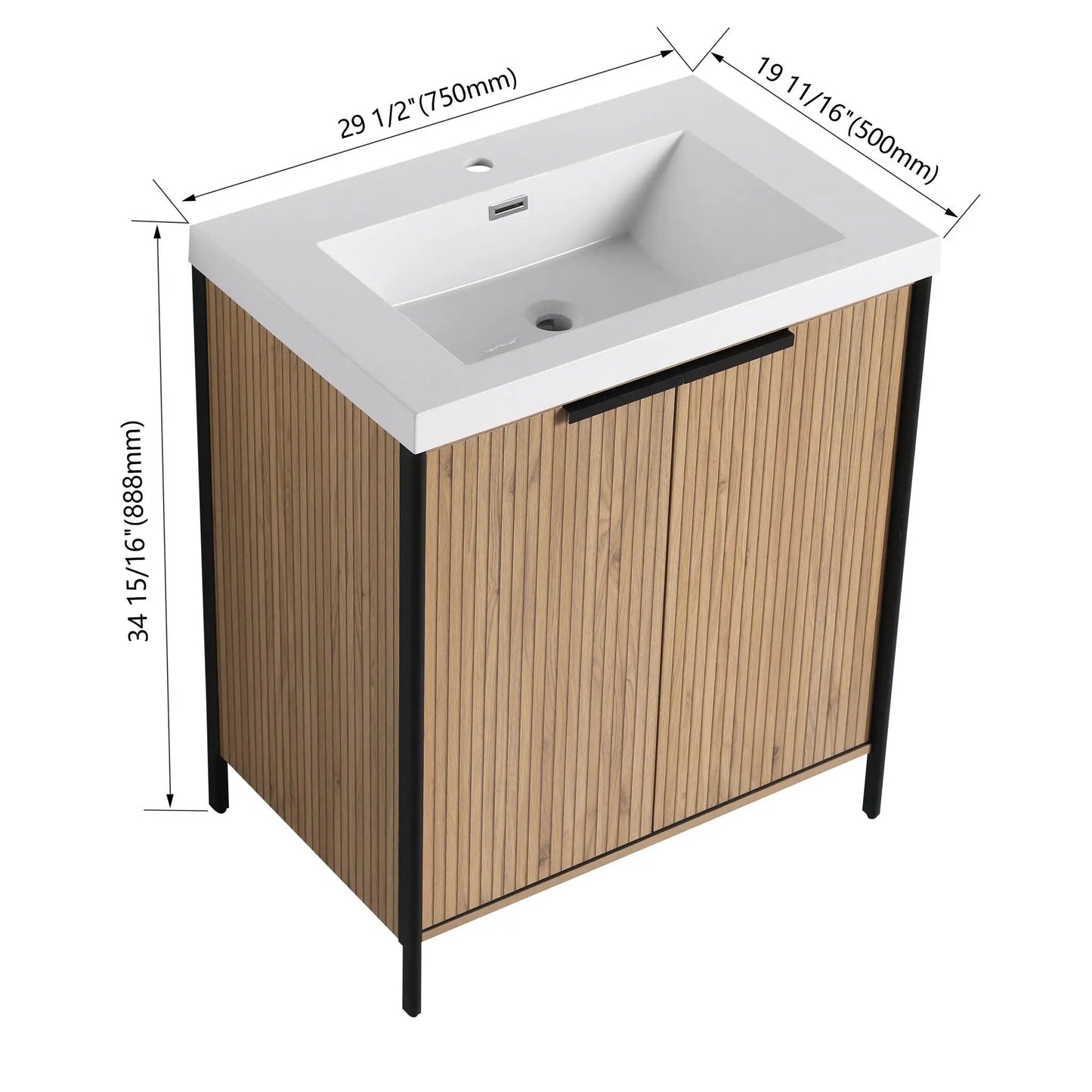 Modern Freestanding Vanity With Resin Sink