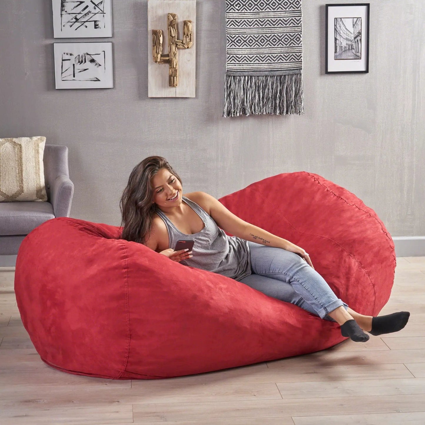 Jasper Traditional Cylindrical Suede Bean Bag