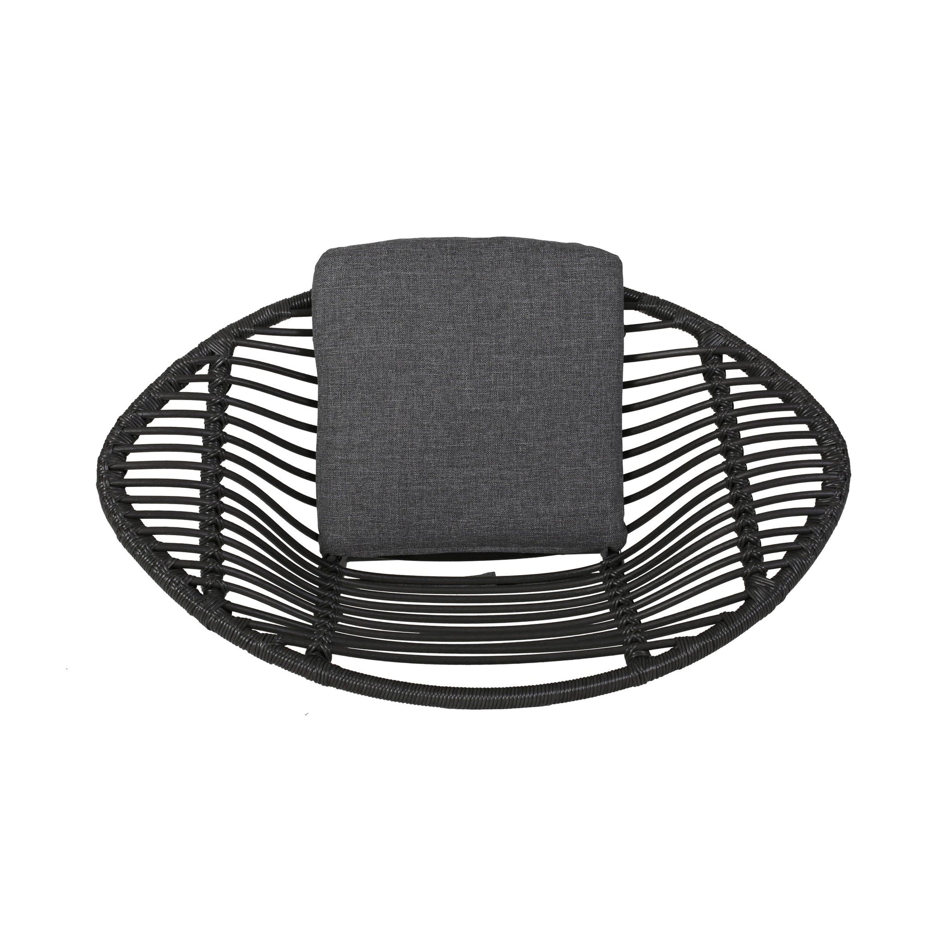 Cordella outdoor woven wicker chair with gray cushion, round rattan-style seat on Tampa Home & Garden Store