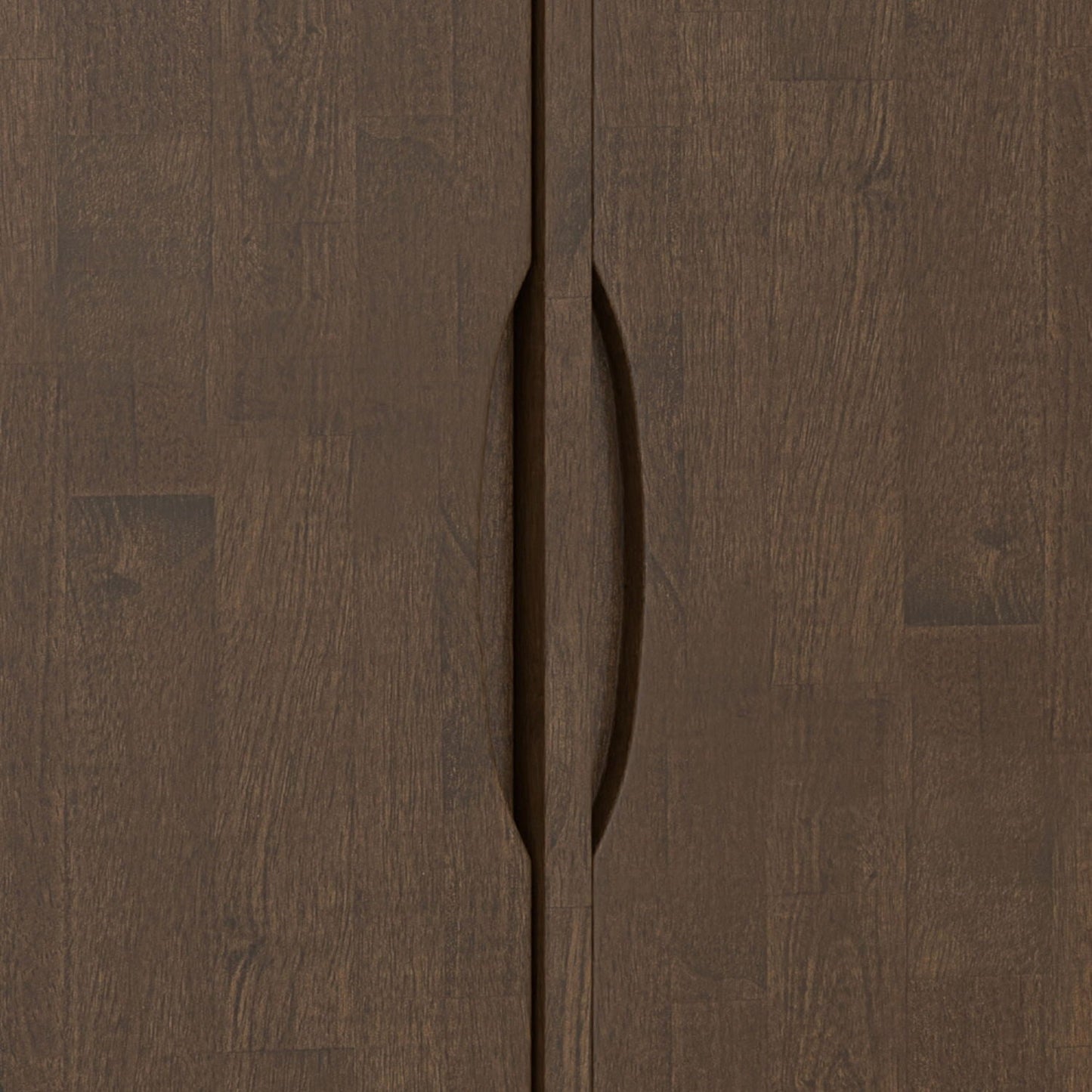 Harper walnut brown 3-door sideboard with wood grain and inset curved pulls on Tampa Home & Garden Store