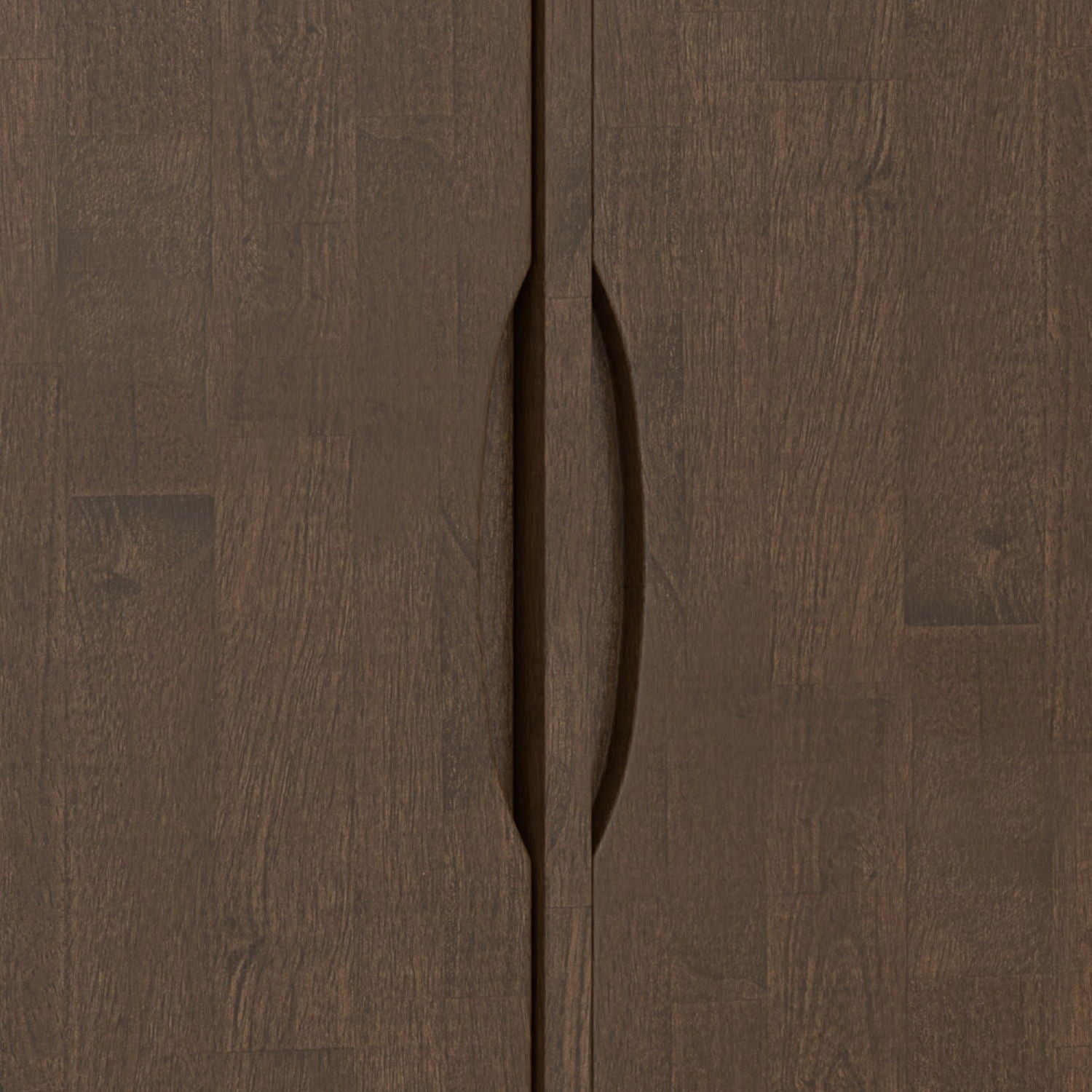 Harper walnut brown 3-door sideboard with wood grain and inset curved pulls on Tampa Home & Garden Store