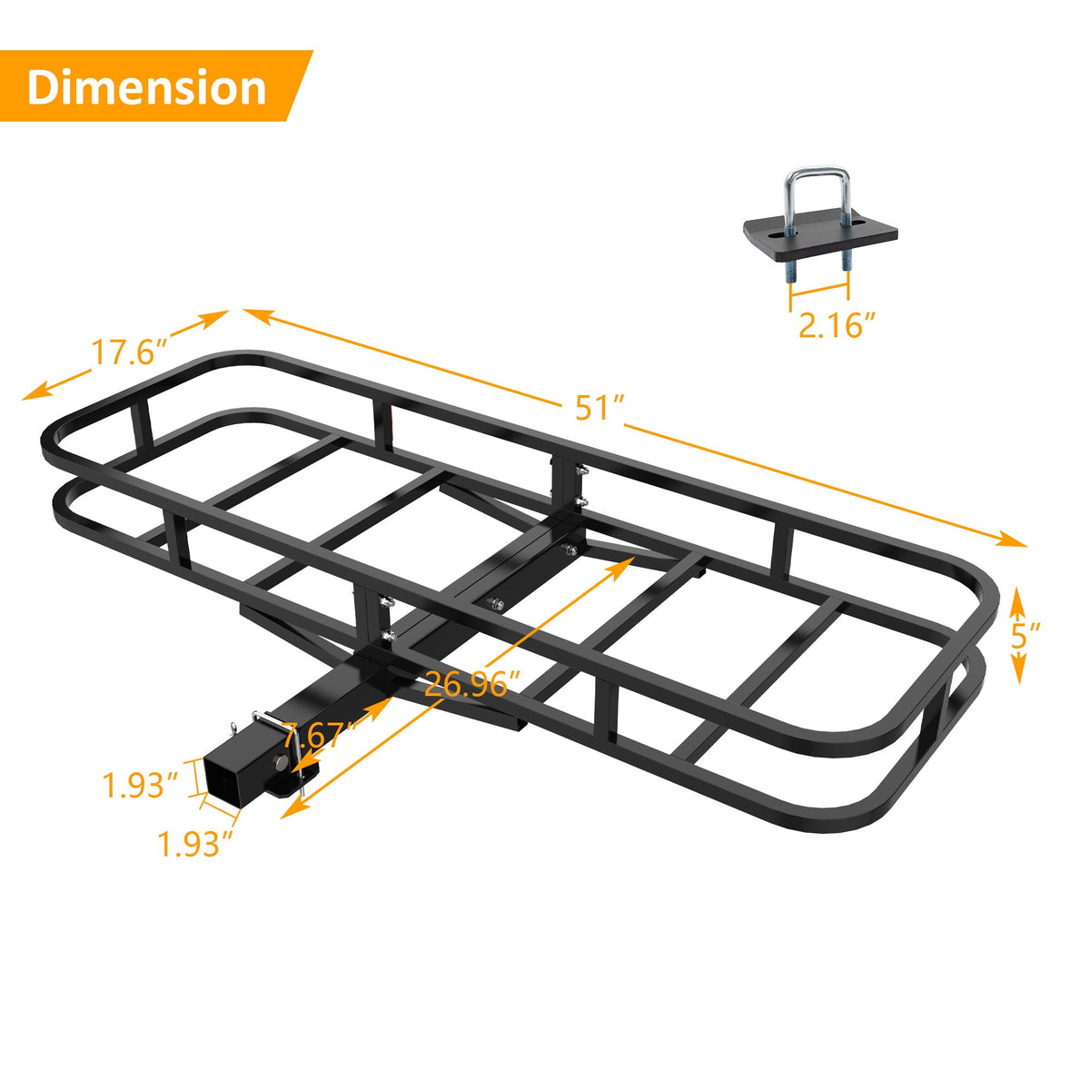 Heavy Duty Alloy Steel Cargo Basket black metal frame 500 lb capacity by HouseOfZazla on Tampa Home & Garden Store