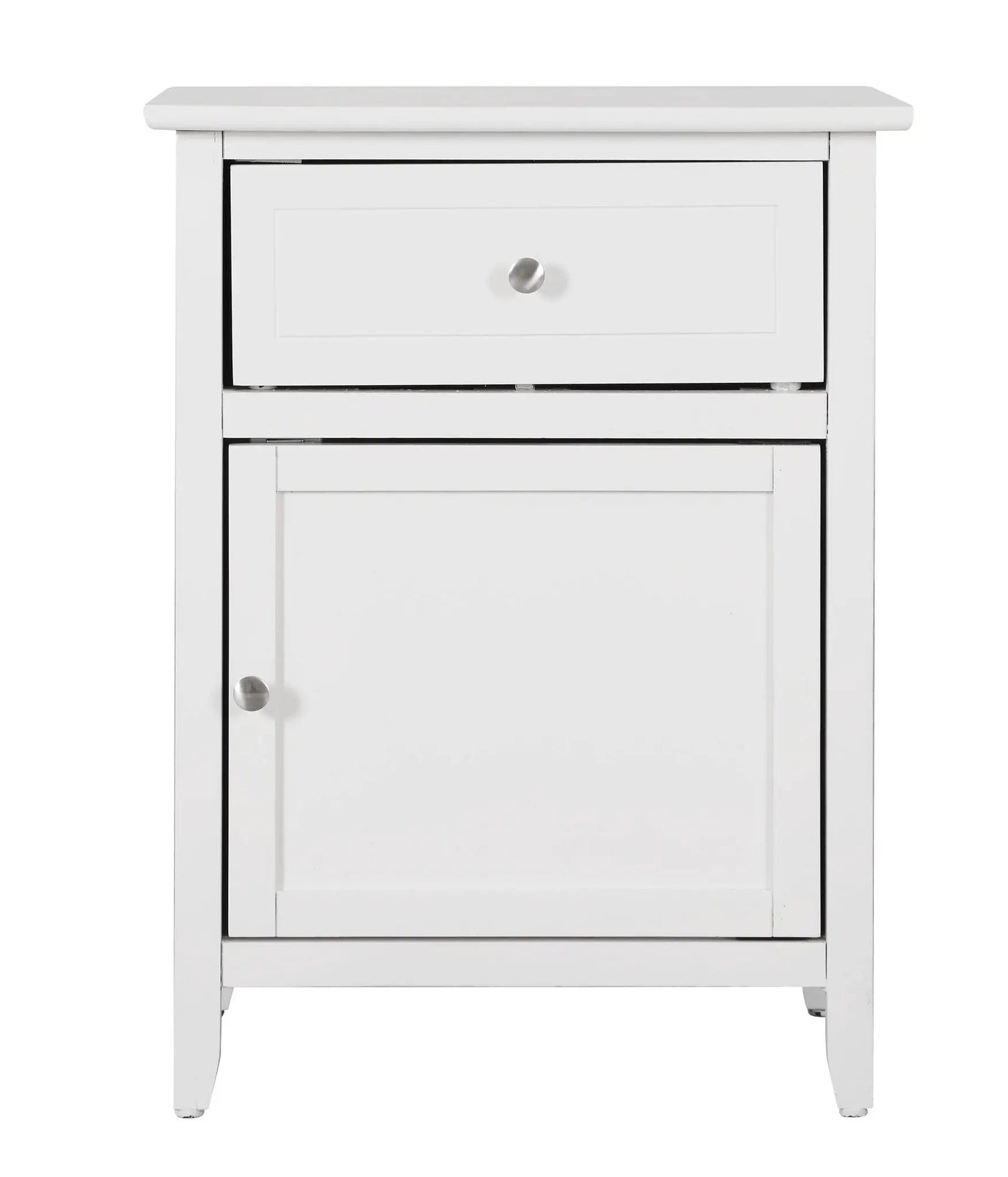 1 Drawer / 1 Door Nightstand, white accent nightstand with silver knobs by Unique Piece Furniture on Tampa Home & Garden Store