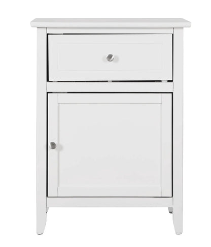 1 Drawer / 1 Door Nightstand, white accent nightstand with silver knobs by Unique Piece Furniture on Tampa Home & Garden Store