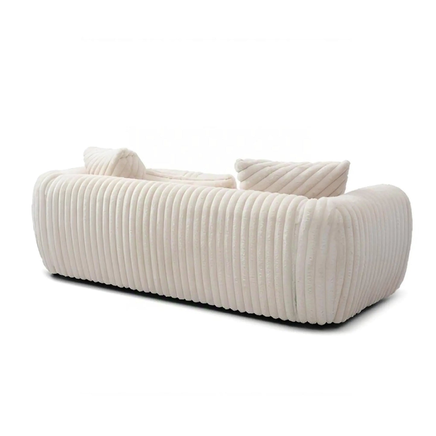 Cancun white sofa by Unique Piece Furniture, stationary couch with ribbed corded upholstery on Tampa Home & Garden Store