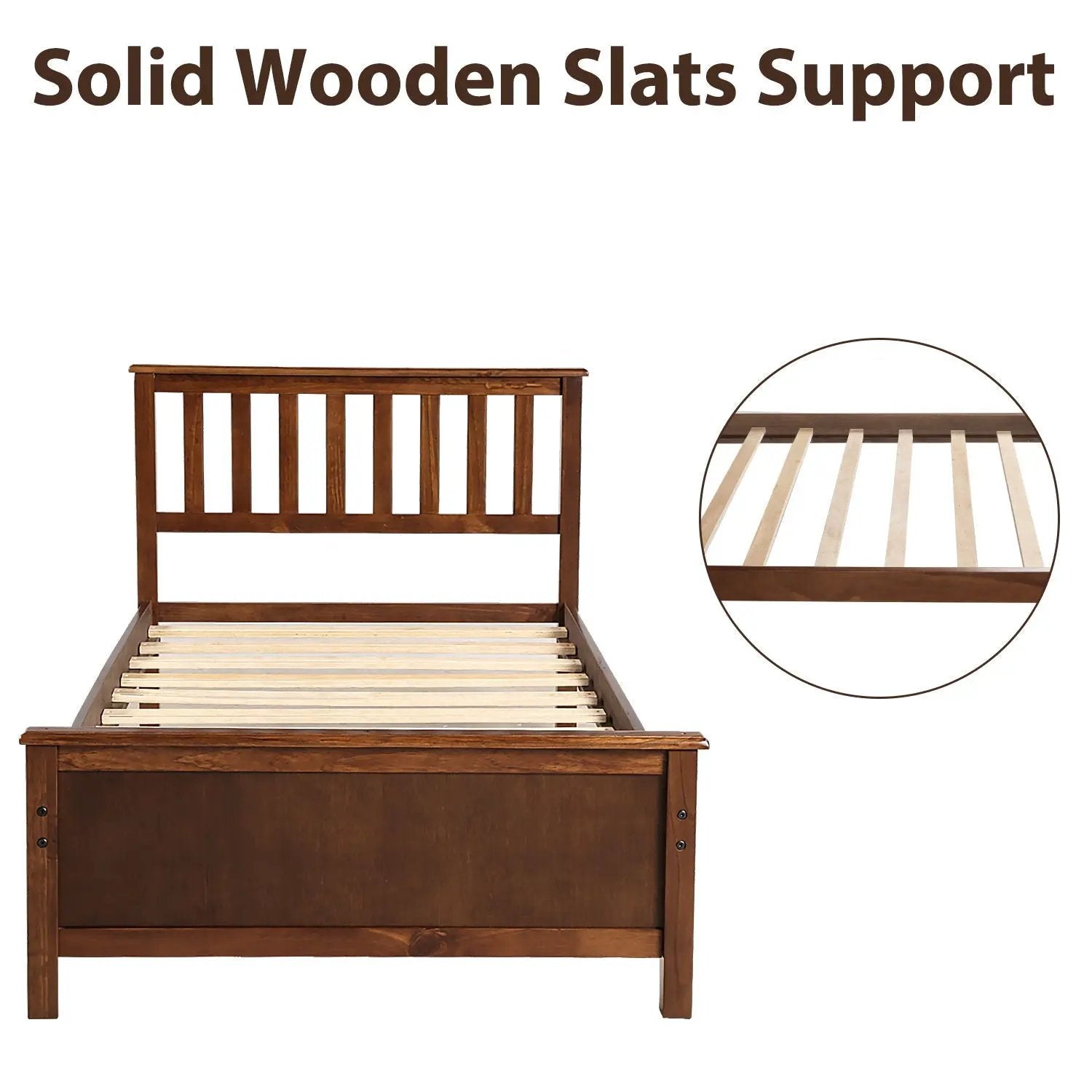 Platform bed frame in dark wood with headboard and slat support Unique Piece Furniture on Tampa Home & Garden Store