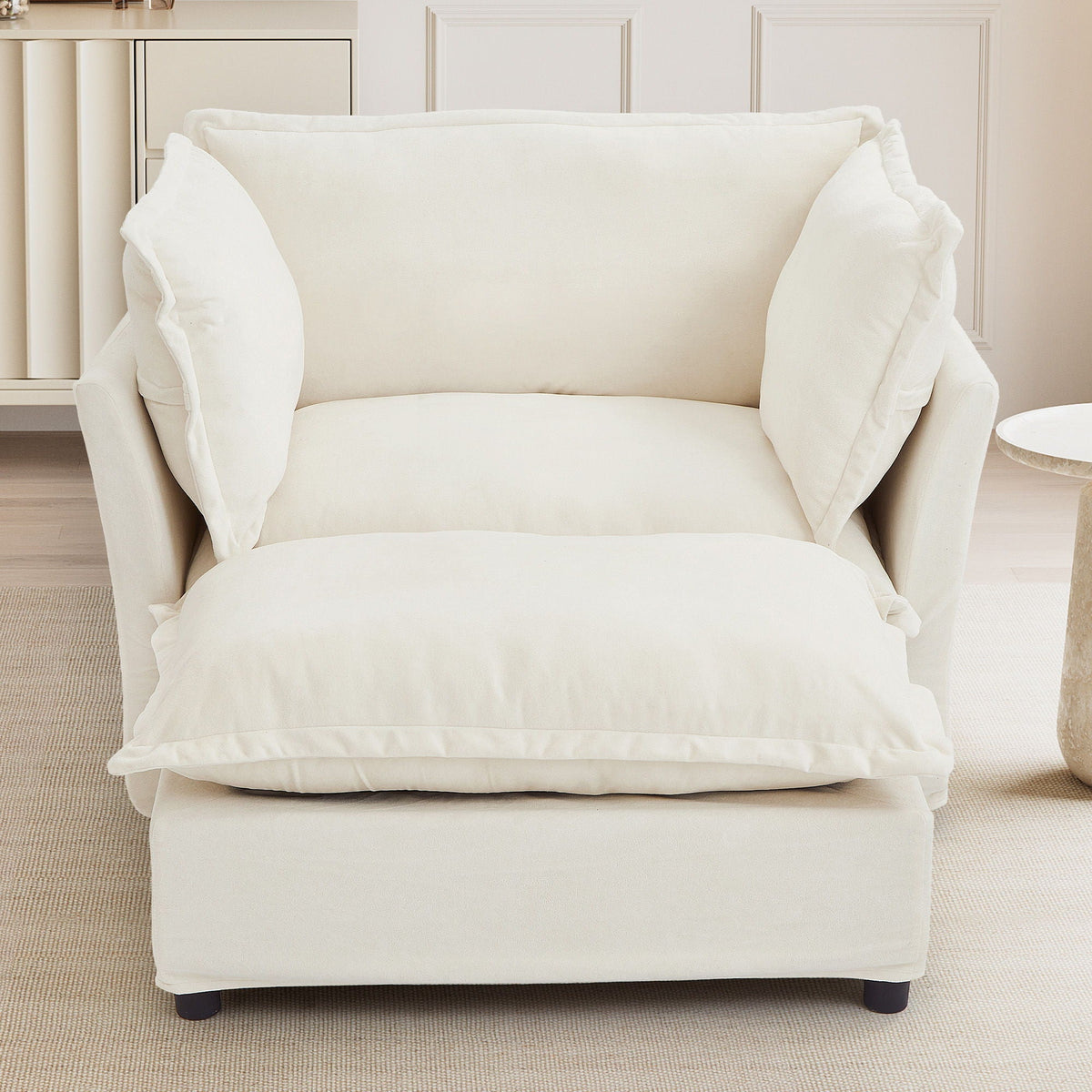Modern Fabric Armchair with a Movable Ottoman