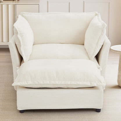 Modern Fabric Armchair with a Movable Ottoman