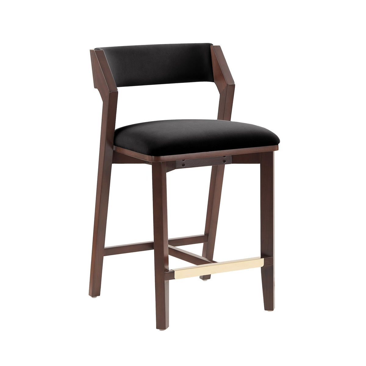 Patricia Counter Stool 24-27 in black upholstery with brown wood frame HouseOfZazla on Tampa Home & Garden Store