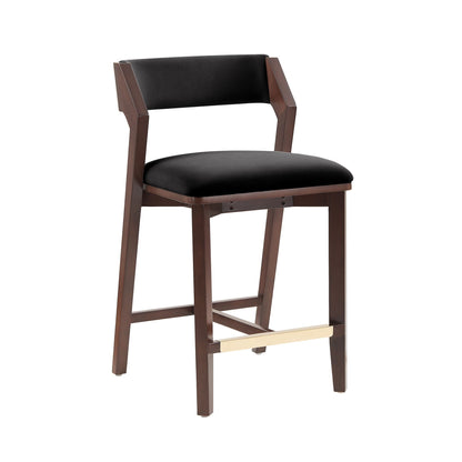Patricia Counter Stool 24-27 in black upholstery with brown wood frame HouseOfZazla on Tampa Home & Garden Store