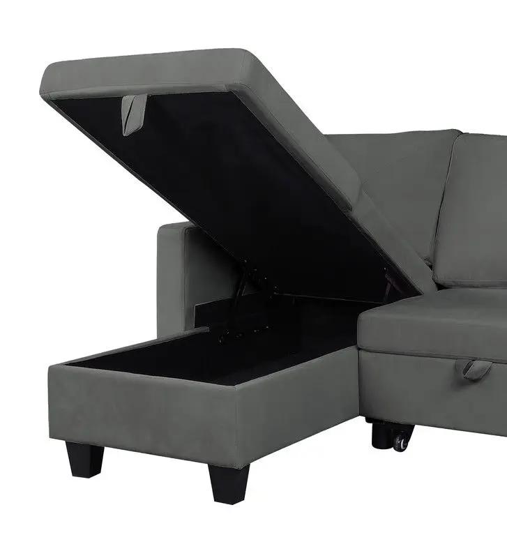 Nova reversible sleeper sectional sofa with storage chaise, gray upholstery, Unique Piece Furniture on Tampa Home & Garden Store