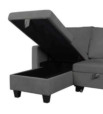 Nova reversible sleeper sectional sofa with storage chaise, gray upholstery, Unique Piece Furniture on Tampa Home & Garden Store