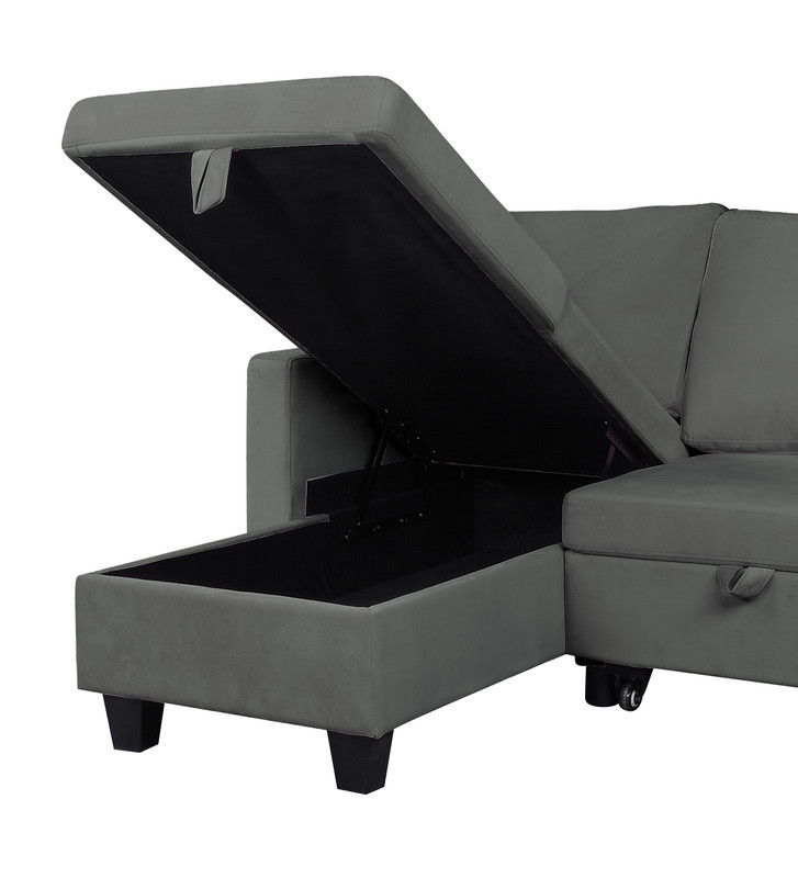 Nova reversible sleeper sectional sofa with storage chaise in grey upholstery on Tampa Home & Garden Store