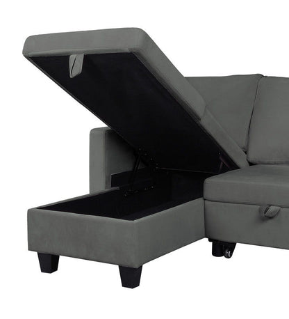 Nova reversible sleeper sectional sofa with storage chaise in grey upholstery on Tampa Home & Garden Store