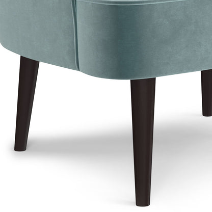 Upholstered Accent Chair with curved back in teal velvet, dark wood legs HouseOfZazla on Tampa Home & Garden Store