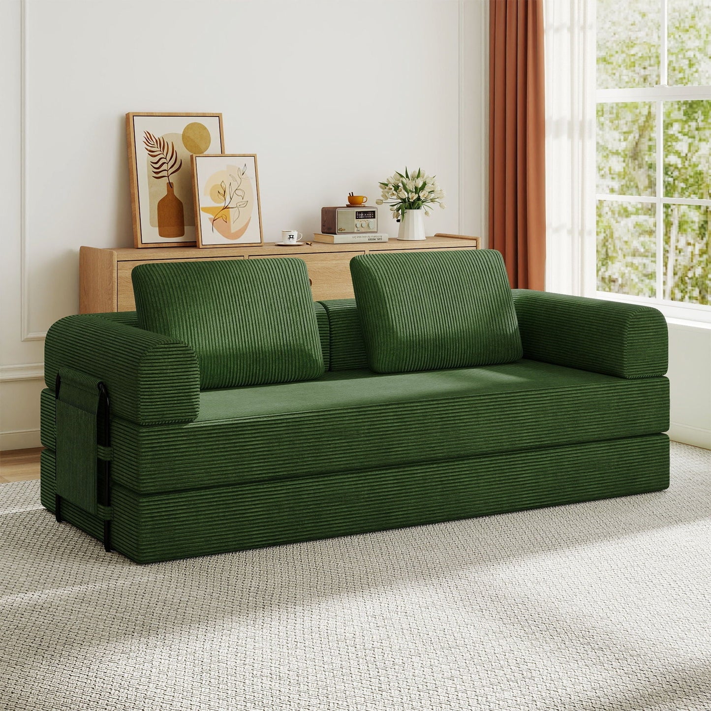 Premium Convertible Sofa And Cylindrical Pillow