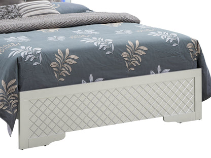 Bed with LED accented headboard and diamond tufted gray upholstered base HouseOfZazla on Tampa Home & Garden Store