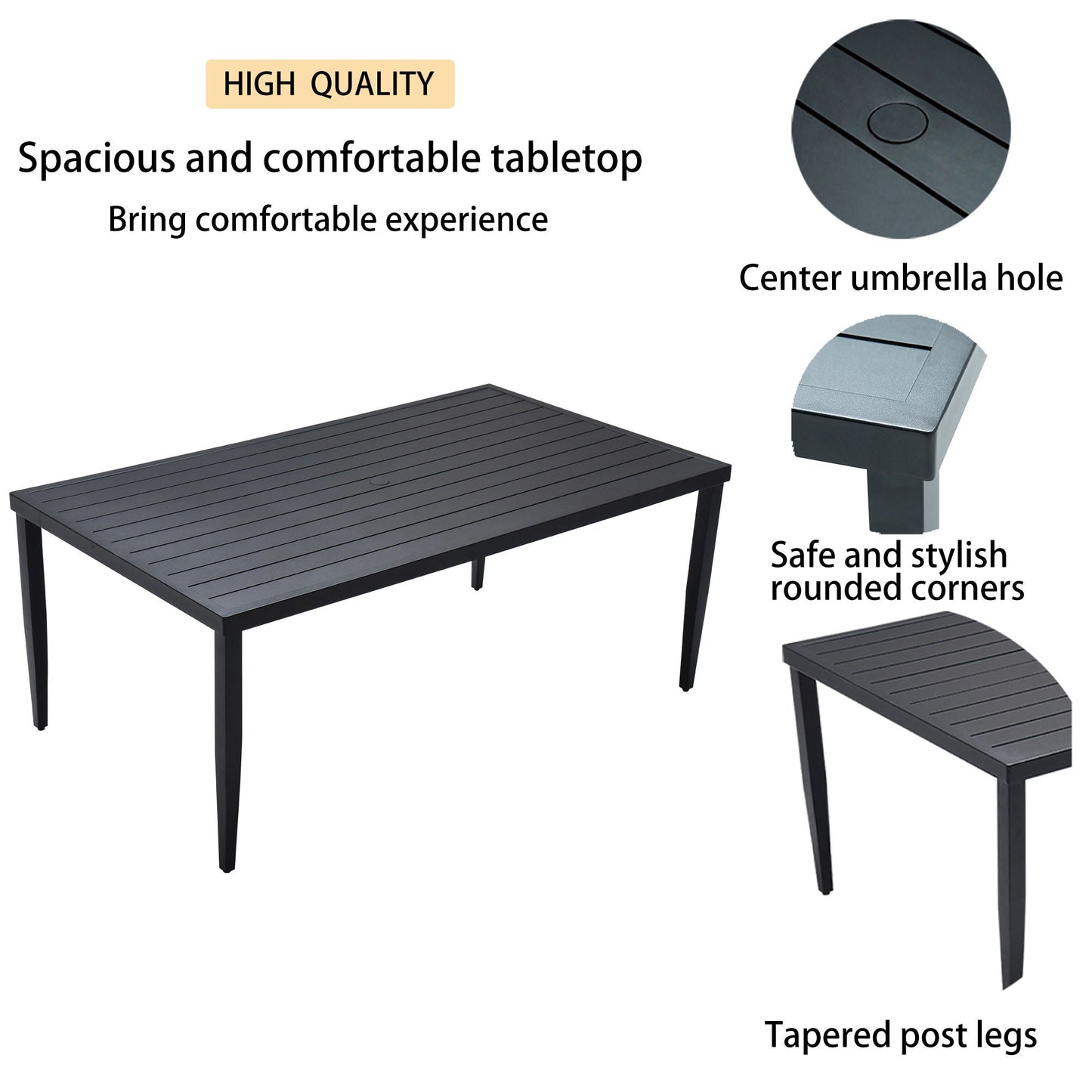 Aluminum Outdoor Patio Dining Table With Legs