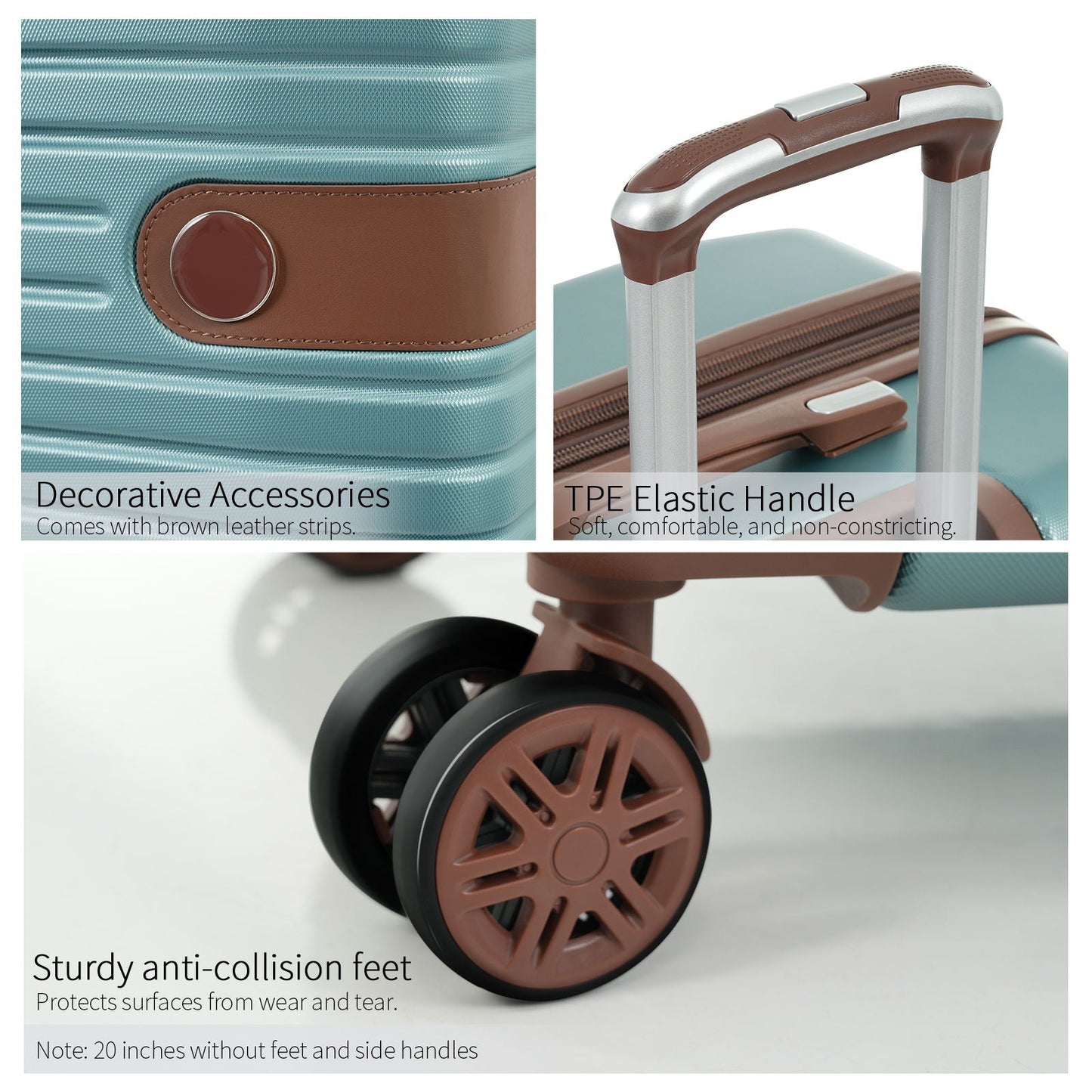 4-Piece turquoise hard-shell luggage set with brown accents and 4 packing cubes by HouseOfZazla on Tampa Home & Garden Store