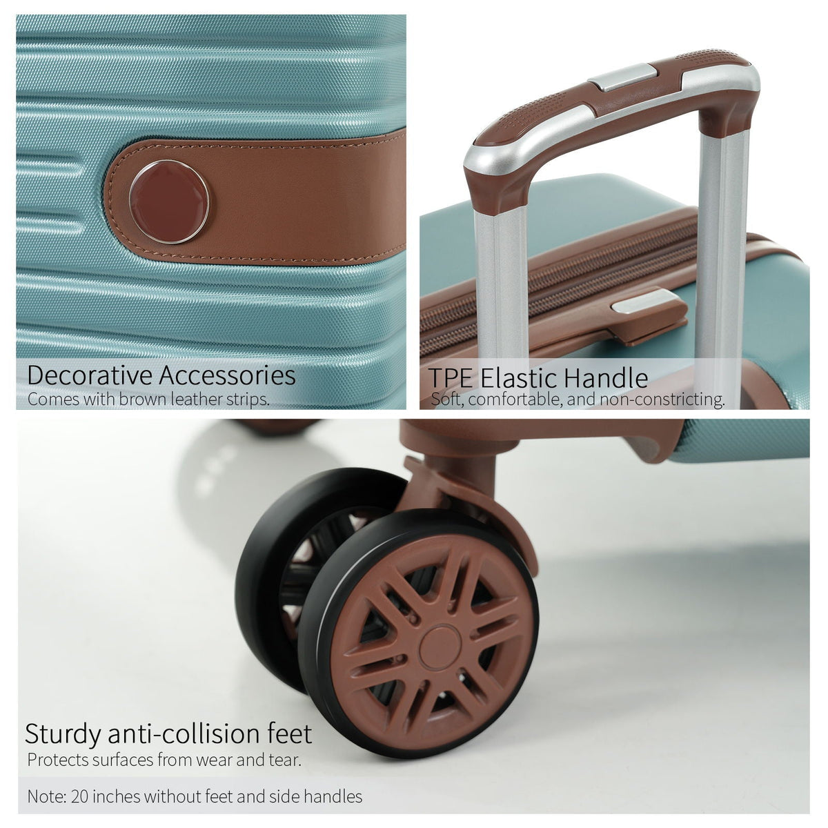4-Piece turquoise hard-shell luggage set with brown accents and 4 packing cubes by HouseOfZazla on Tampa Home & Garden Store