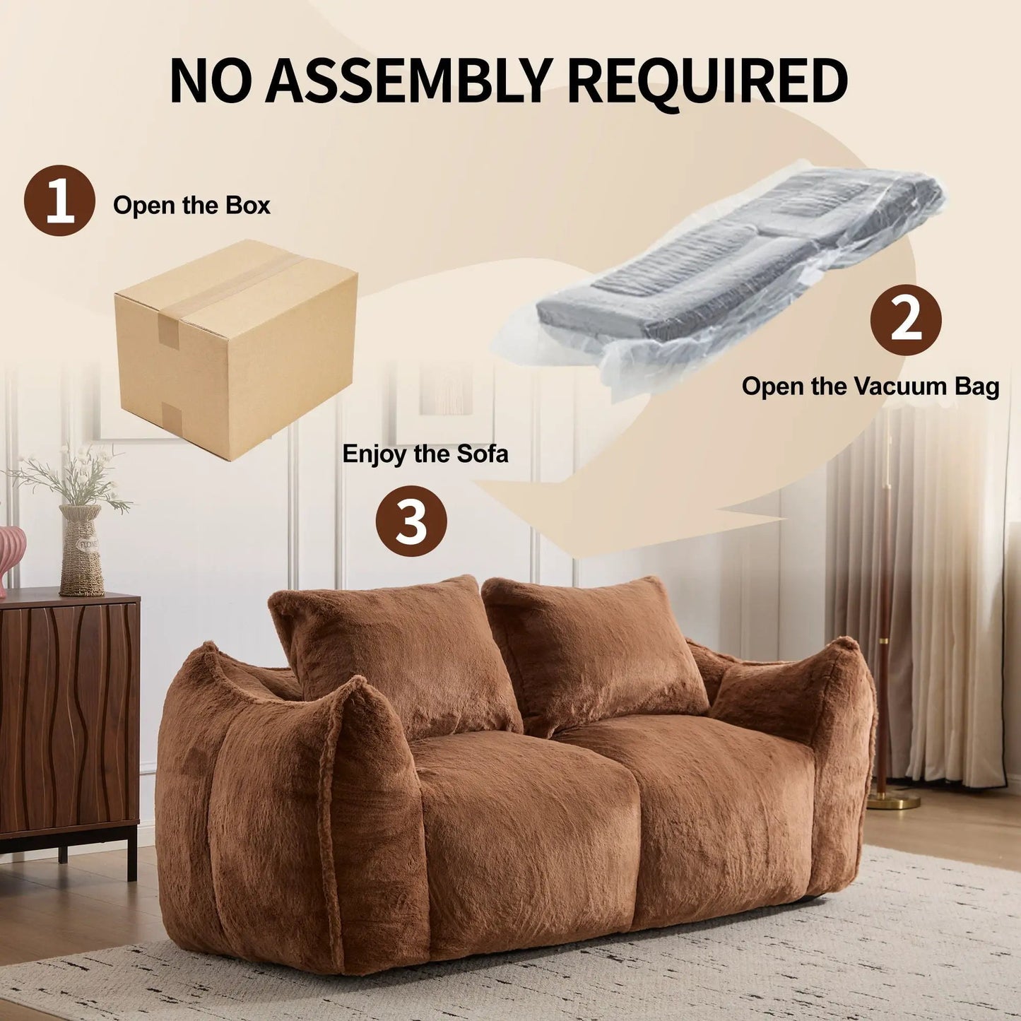 Giant Bean Bag Couch and Fluffy Loveseat